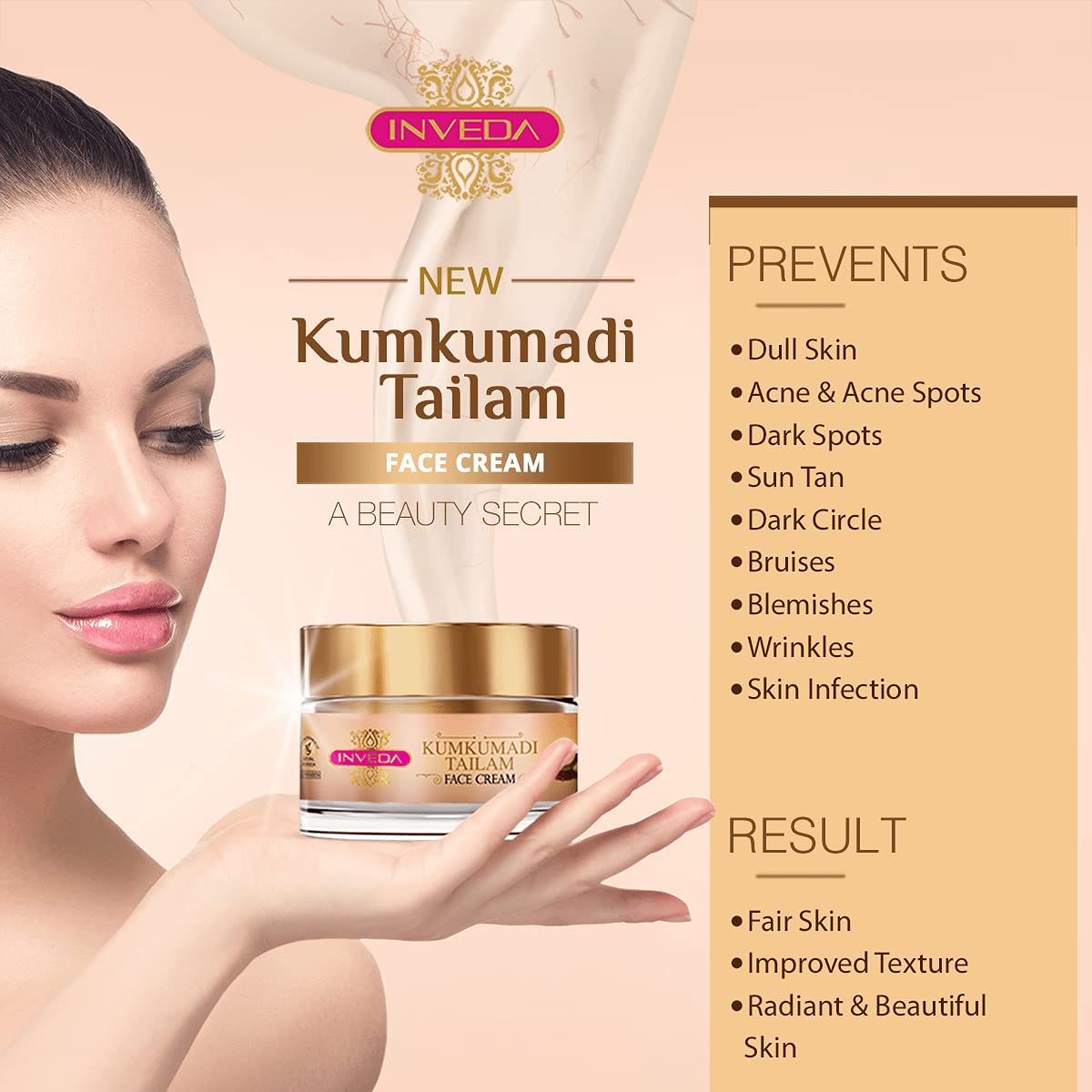 Inveda Kumkumadi Tailam Face Cream | Prevents 9 Skin Problems