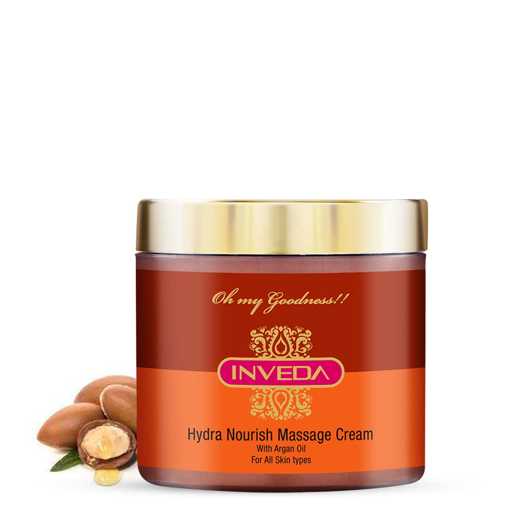 Inveda Hydra Nourish Massage Cream for Dry and Undernourished Body, Made with Goodness of Argan Oil, Shea Butter, Giving Silky & Soft Skin, 100ml