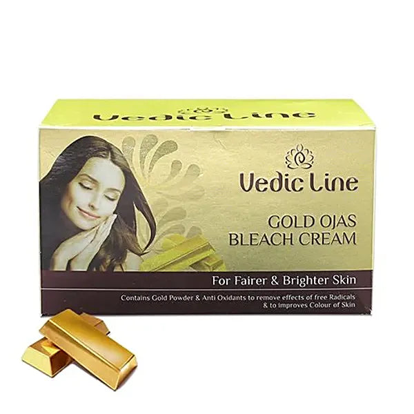 Vedicline Gold Ojas Bleach For Minimize Sun Tan, Free Radicals & Improve Color of Skin with Aloe Vera Gives Golden Glow on Face