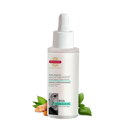 Inveda BHA Salicylic Acid 2% | Acne and Inflammation Reducer with Turmeric & Basil for Clear Skin & Acne Free Skin, 30ml