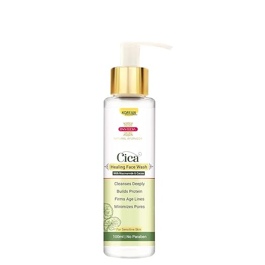 Inveda Cica Healing Face Wash, Prevents Clogging of Pores, Blemishes, Dark Spots, Sun Spots & Excess Oil, Made with Gotukola and Citric Acid for Glowing, Even Tone Skin, 100ml