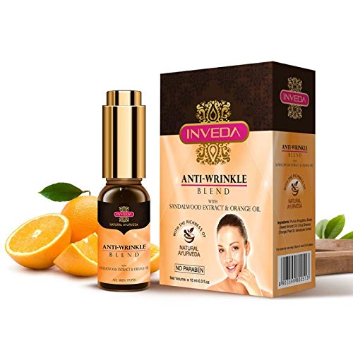 Inveda Anti-Wrinkle Blend to Reduce Fine Lines & Skin Aging, Made with Sweet Almond Oil, Orange Peel Oil and Santal Core Extracts to Improve Skin Elasticity for Even Tone Skin, 10ml