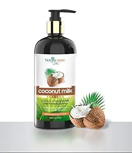 Nature Vedic Herbal Coconut Milk Shampoo For strengthens hair roots & hair growth, Enriched with coconut milk & saw palmetto extract, 300 ml