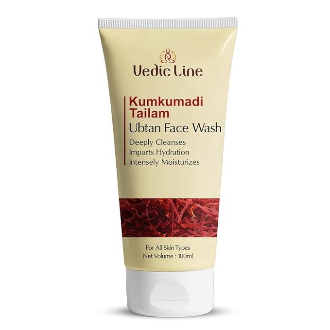 Vedicline Kumkumadi Tailam Ubtan Face Wash Clear Dirt And Grime With the Goodness Of Coconut Oil Aloe Barbadensis Leaf Juice Gives Smooth skin,100ml