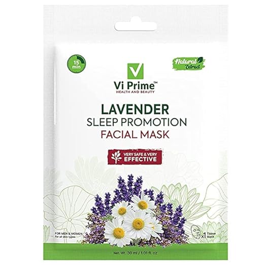 Vi Prime Lavender Sleep Promotion Face Sheet Mask Glowing Skin and Skin Whitening(Pack of 3), Natural Facial Mask for Oily Skin and Dry Skin | Daily Care Beauty Face MasK