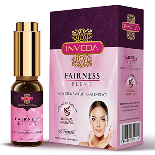 Inveda Fairness Blend, Reduces Fine Lines and Improves Skin Texture with Sweet Almond Oil, Rose Oil, Santal Core for Fair Skin & Clear Complexion, 10ml