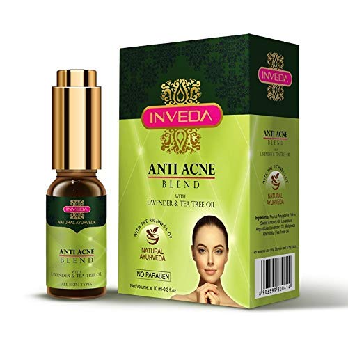 Inveda Anti Acne Blend, Remove Acne Dark Spots, Excess Oil from the Face with Sweet Almond Oil, Lavender Oil and Tea Tree Oil for Purified, Clear & Radiant Skin, 10ml