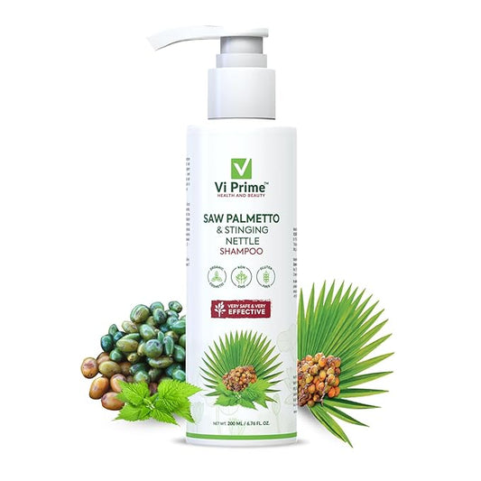 Vi Prime Shampoo with Saw Palmetto Nettle Shamp | Herbal Shampoo for dry and Frizzy Hair | Anti Hair Fall and Dandruff Treatment Shampoo | Ayurvedic Natural Dry Hair Shampoo (200 ml)