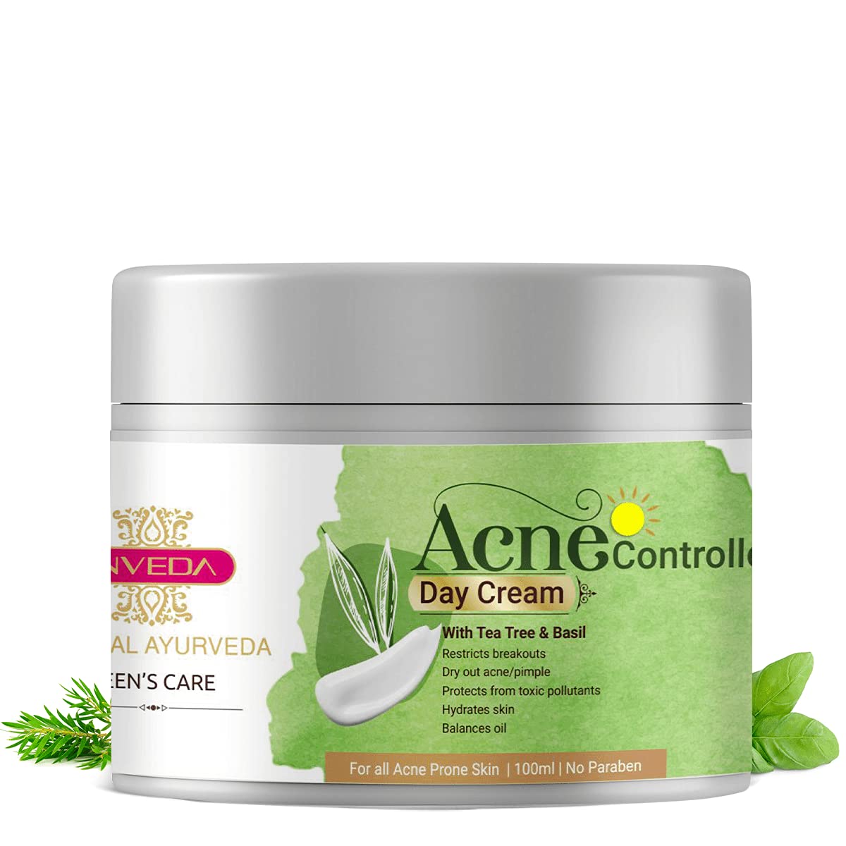 Inveda Acne Controller Day Cream for Moisturizing, Soothing Skin, Tea Tree, Helps to Give Even-Toned Look, For Teenagers, 100ml