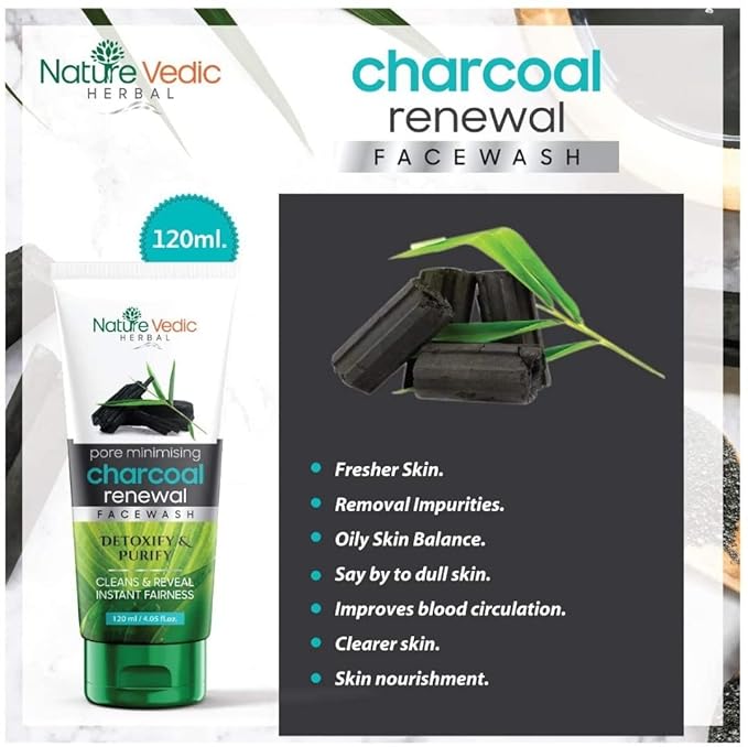 Nature Vedic Charcoal Face Wash for Cleans & Instant Fairness