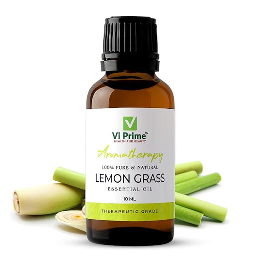 VI PRIME HEALTH AND BEAUTY Lemon Grass Oil - 10 ml | Aroma oil for Skin, Hair, Scalp, Face | Aromatherapy | 100% Pure, Natural | Lemon Grass Aroma Diffuser Oil