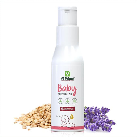 Vi Prime Health and Beauty Baby Massage Oil | Natural Cold Pressed Virgin Coconut Oil | Premium Oils and Plant Extracts | Organic Oil | Vegan | Hypoallergenic (100 ml)