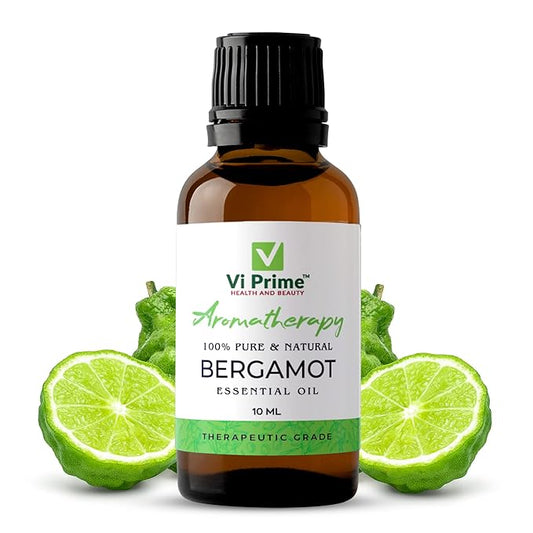 Vi Prime Bergamot Essential Oil for Hair Growth, Moisturising Skin, Face, Dandruff Control, Home Diffuser, Aromatherapy - 100% Pure, Natural & Undiluted Premium Essential Oil, Chemicals Free, No Synthetic Color or Fragrance-10 ml