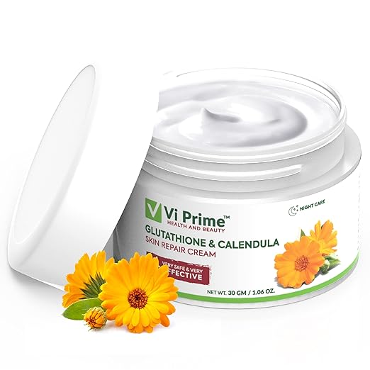 Vi Prime Glutathione & Calendula Brightening Ayurvedic Night Cream Skincare for Women| Renews, repairs & hydrates skin overnight |De Tan, Reduce Dark Spots,Improves Skin Tone- 30gm