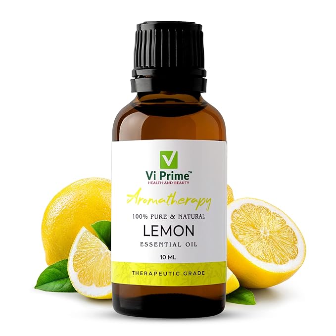 VI PRIME HEALTH AND BEAUTY Lemon Essential Oil 100% Natural, Pure & Therapeutic Grade for Skin, Face, Hair, Aromatherapy, Diffuser, DIY Cleaning Blends - 10 ml