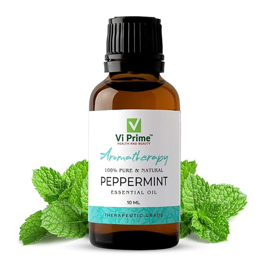 VI PRIME HEALTH AND BEAUTY Peppermint Essential Oil-Pure & Natural Therapeutic Grade, Undiluted Oil| Skin & Hair Care, Scalp, Diffuser, Aromatherapy| Mentha Piperita -10ml