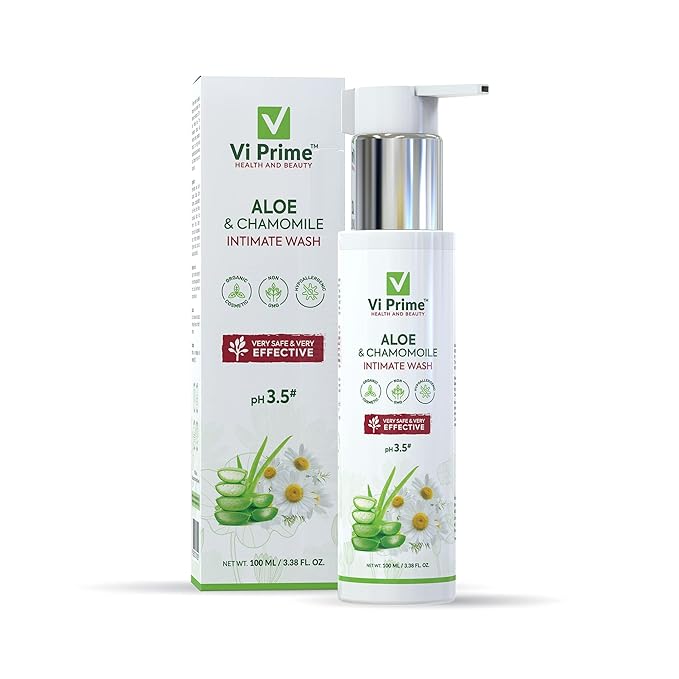 Vi Prime Intimate Wash for Women| Hygiene with Aloevera, Chamomile| Liquid Wash Prevents Dryness, Itchiness, Irritation and Balances pH| Safe for Skin Paraben Free-100 ml