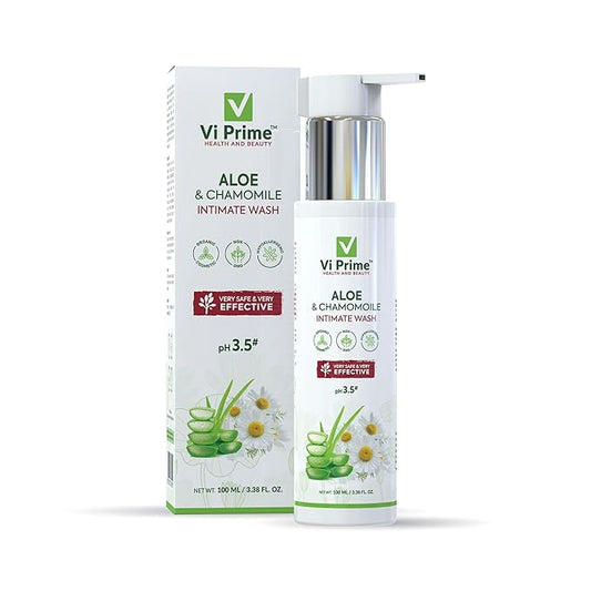 Vi Prime Intimate Wash for Women| Hygiene with Aloevera, Chamomile| Liquid Wash Prevents Dryness, Itchiness, Irritation and Balances pH| Safe for Skin Paraben Free-100 ml