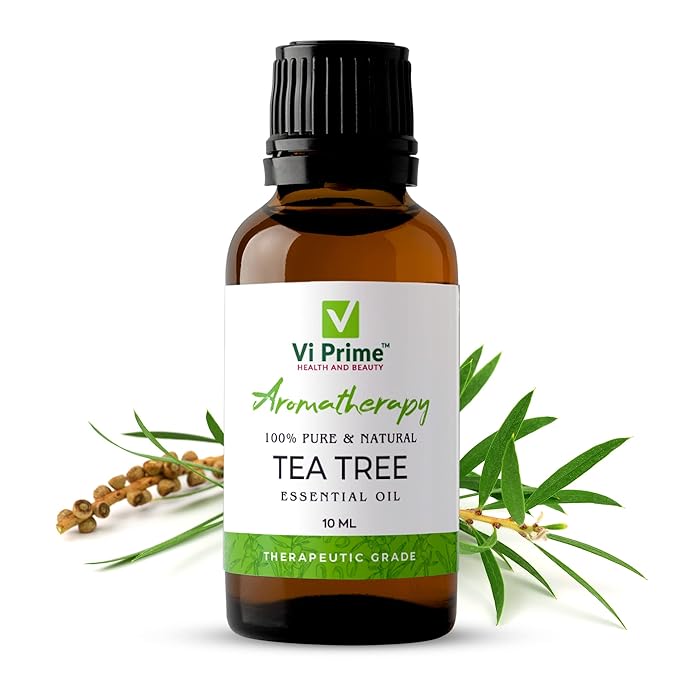 VI PRIME HEALTH AND BEAUTY Tea Tree Essential Oil for Hair, Skin and Face Care - 100% Pure Tea Tree Oil for Dandruff, Acne, Aromatherapy, Stress, and More -10ml