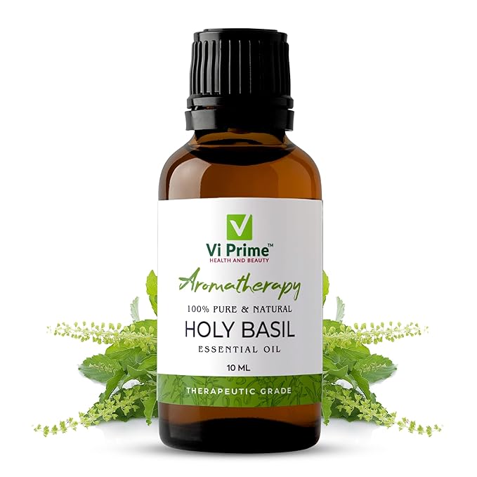 VI PRIME HEALTH AND BEAUTY Holy Basil Natural Essential Oil - 10 ml Organic Aromatherapy | Herbal hair oil, Hair growth, Anti-hair fall | Acne-control | Skin Care