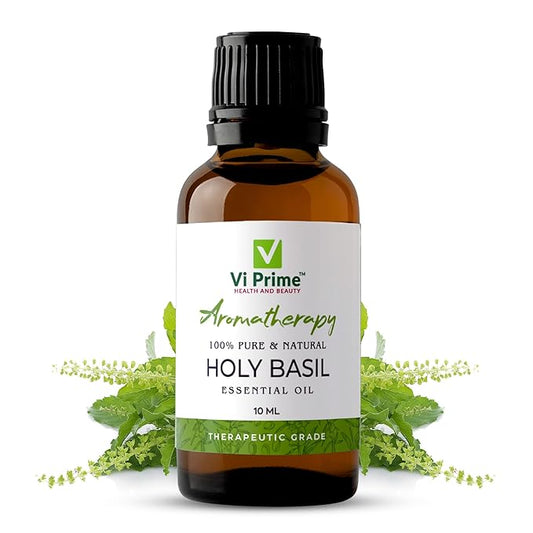 VI PRIME HEALTH AND BEAUTY Holy Basil Natural Essential Oil - 10 ml Organic Aromatherapy | Herbal hair oil, Hair growth, Anti-hair fall | Acne-control | Skin Care