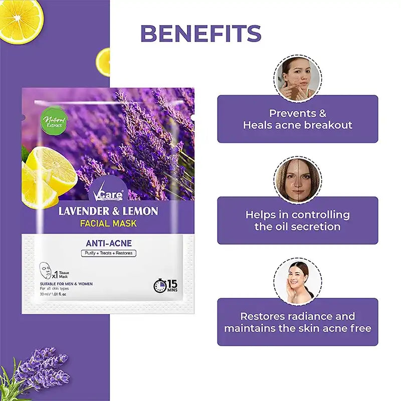 Lavender & Lemon Facial Sheet Mask - 30ml