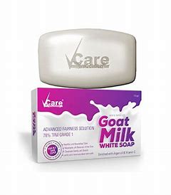 VCare Goat Milk White Soap, 125 gm, Enriched with Argan Oil & Vitamin C-Best soap for skin Hydration & Nourishment