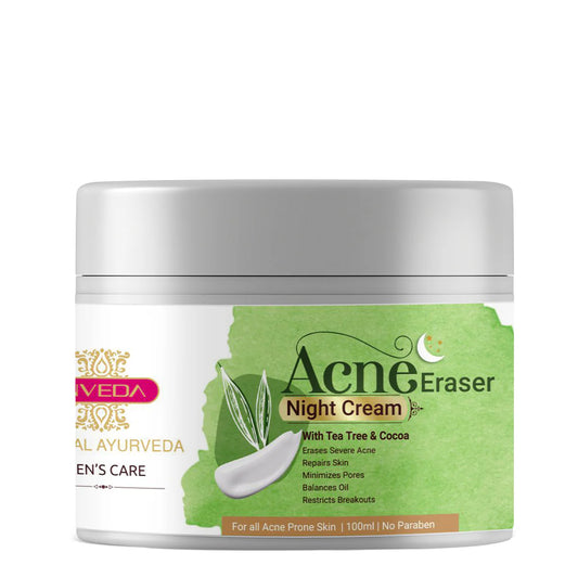 Inveda Acne Eraser Night Cream for Nourishing, Brightening Skin, With Tea Tree & Basil, Helps to Give Acne-Free Look, For Teenagers, 100ml