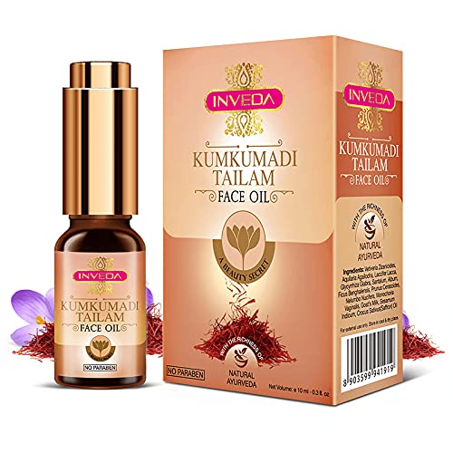 Inveda Kumkumadi Tailam Face Oil Prevents Dull Skin, Acne Spots, Sun Tan, Dark Circles with Saffron & Turmeric for Fair, Radiant and Spot Free Skin,10ml