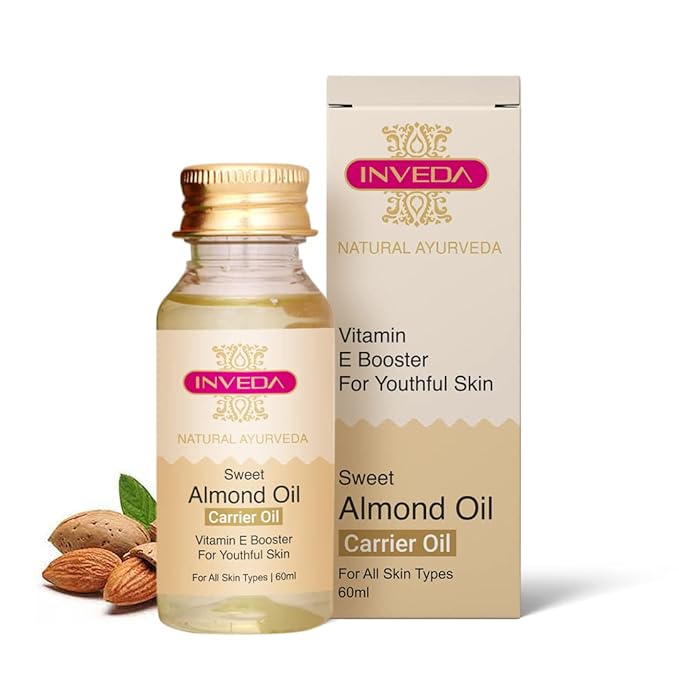 Inveda Sweet Almond Oil Vitamin E Booster for Deep Nourishment, Made with Pure Almond Extracts to Reduce Scars and Provide Glowing Skin, 60ml