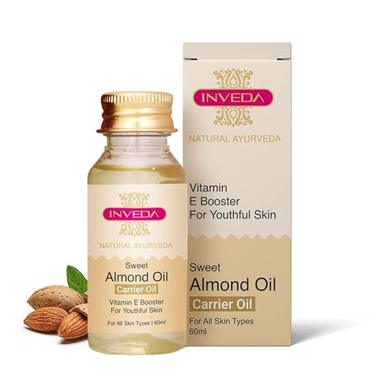 Inveda Sweet Almond Oil Vitamin E Booster for Deep Nourishment, Made with Pure Almond Extracts to Reduce Scars and Provide Glowing Skin, 60ml