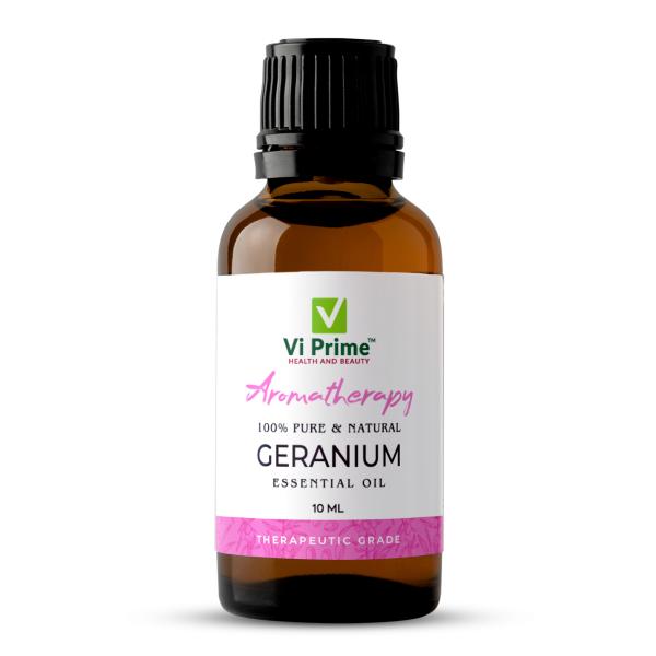 VI PRIME HEALTH AND BEAUTY Geranium Essential Oil 100% Pure Natural, Scalp sebum serum for flowy, long & healthy hair, Smooth Skin - 10ml